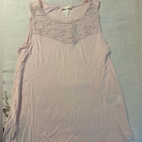 H&M Tops - H&M Pink Tank Top with Lace Detail